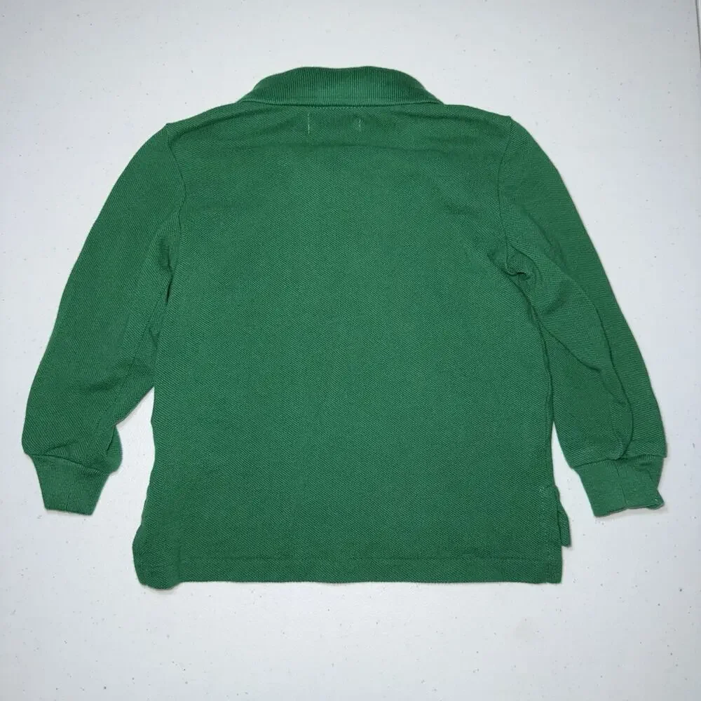 Ralph Lauren Baby Boy’s Cotton Mesh Polo Shirt Long Sleeve Green Size 18M